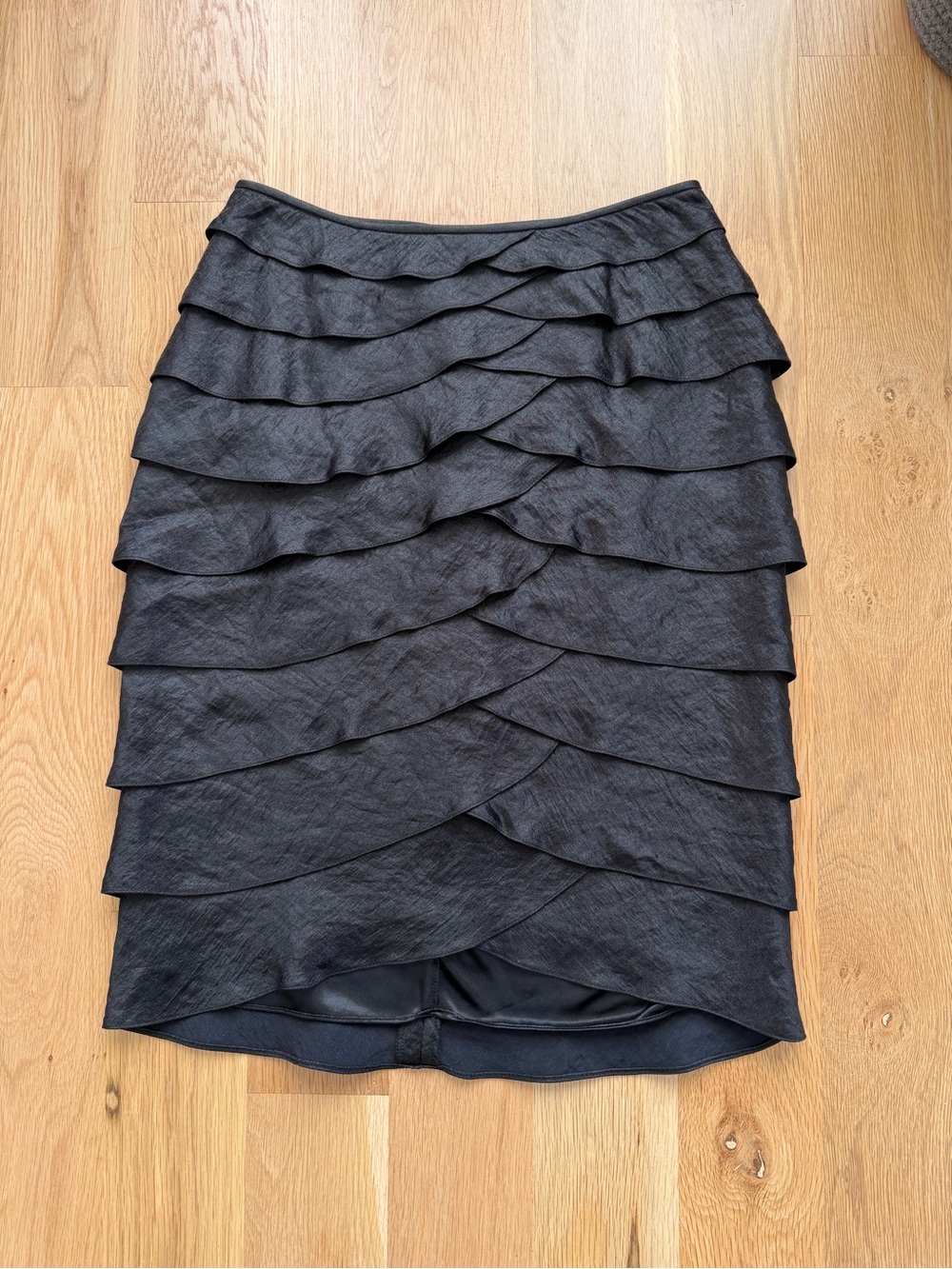 Vintage Victor Costa Black Layered Ruffle Pencil Skirt - Size 4